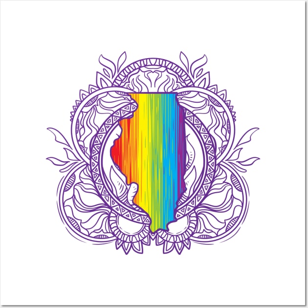 Illinois Mandala Pride Wall Art by Manfish Inc.